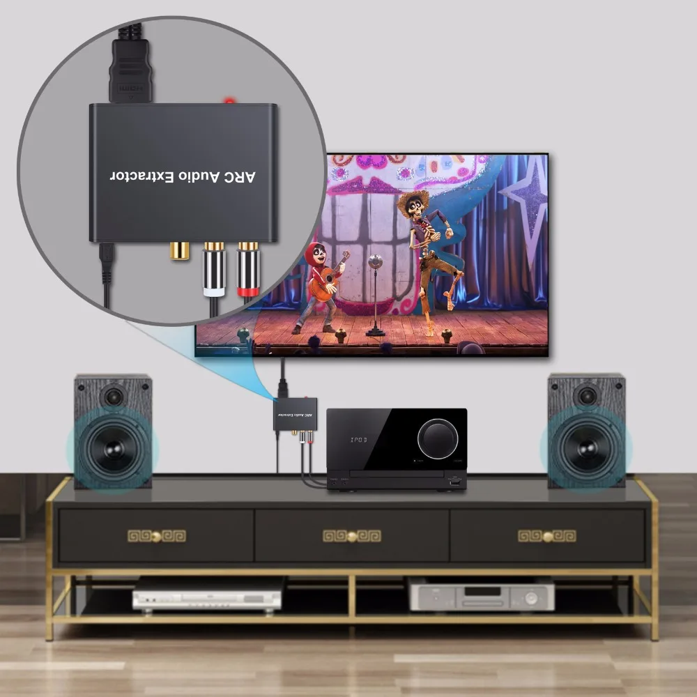192 кГц алюминиевый ARC аудио адаптер HDMI экстрактор цифро аналоговый