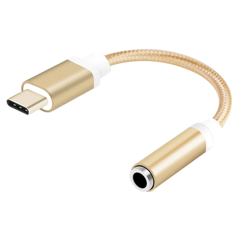 Адаптер для наушников type C до 3,5 мм usb type-C USB-C до 3,5 AUX аудио разъём, кабель Разъем для наушников переходник для Xiaomi 8 - Цвет: Gold