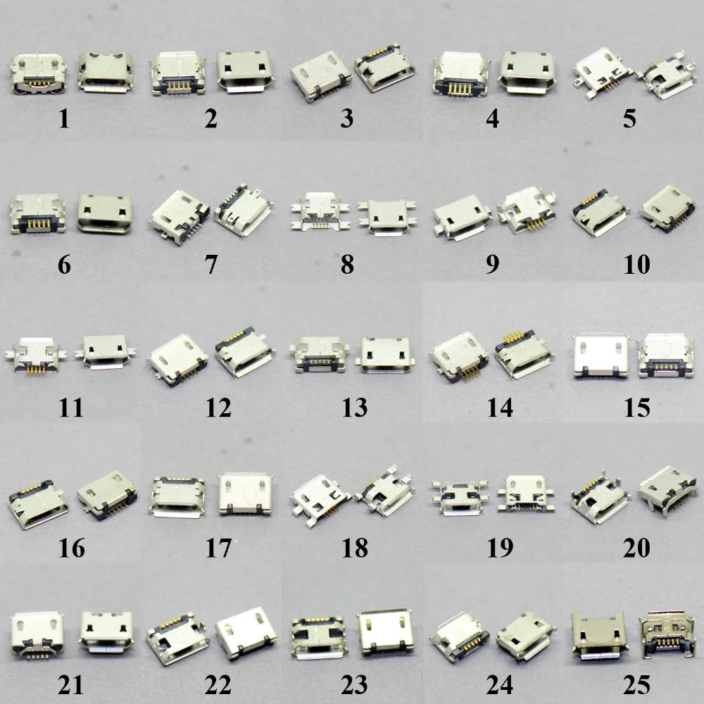 25 моделей 50-2000 шт микро USB разъем 5P 5pin usb разъем для зарядки смешанный SMD DIP V8 порт Разъем для зарядки данных