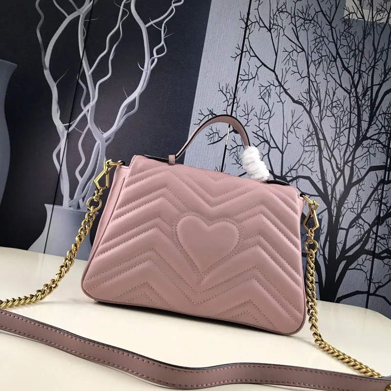 

Famous brand women's bag new fashion real leather heart-shaped shoulder bags suture high quality luxury chain women handbag
