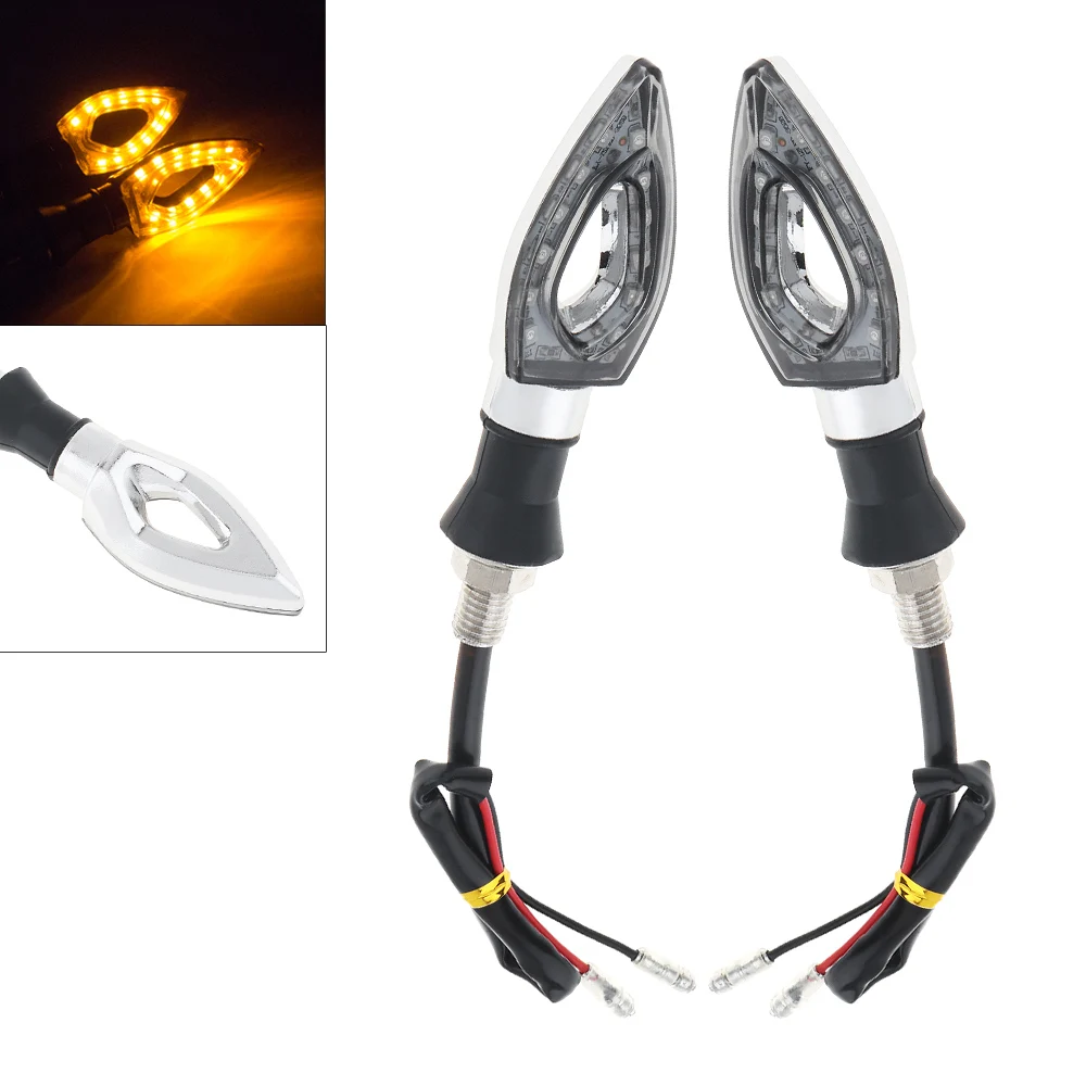 

2pcs 12V Motorcycle Light Openwork Rhombus Silver Shell 12LED Amber Yellow Flashing Signal Turn Signal Universal