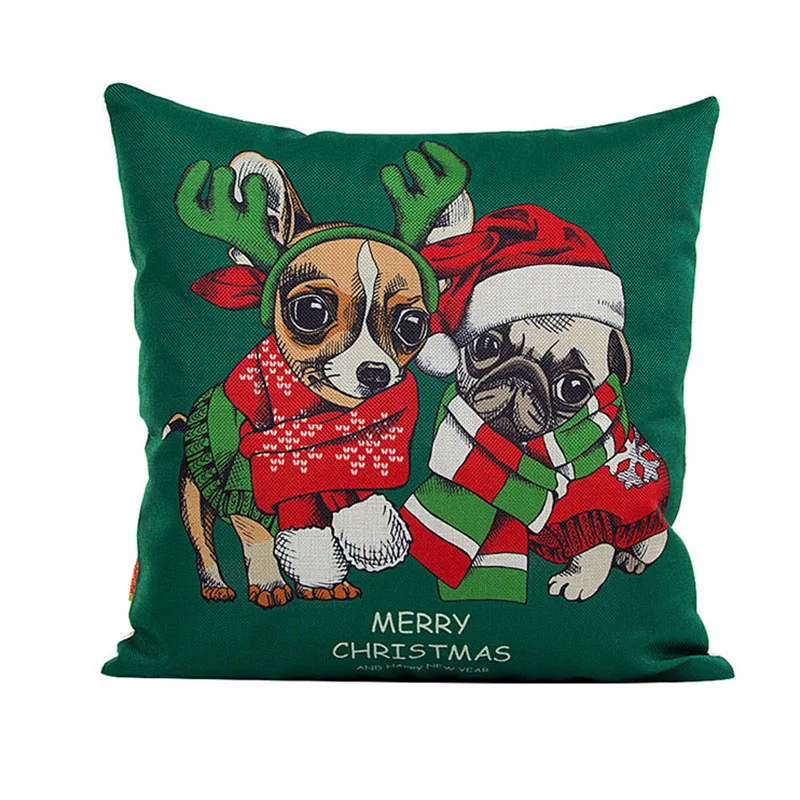 Merry Christmas linen pillow case 45*45cm Christmas Theme Pillowcase Christmas Home Party Decoration