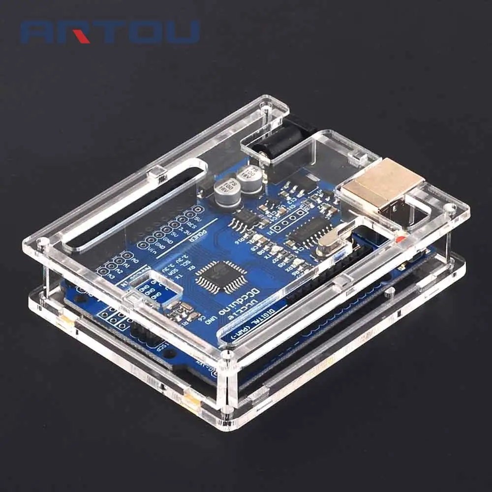 

UNO R3 MEGA328P CH340 CH340G Development Board CH340G+MEGA328P Compatible with Transparent Box Case Shell for UNO R3