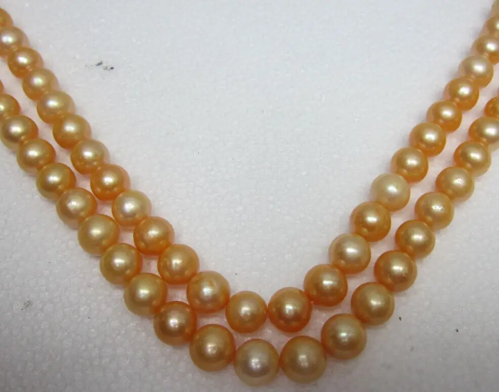 

bjc 0001519 35inch WHOLESALE STUNNING 10-11MM SOUTH SEA GOLD PEARL NECKLACE 14k