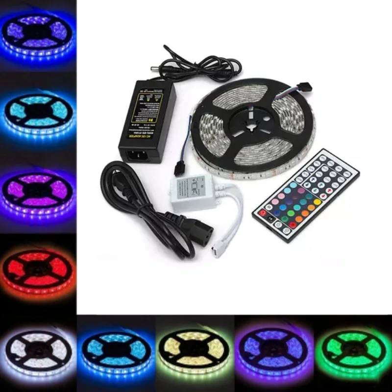 

5050 RGB LED Strip Waterproof DC 12V 5M 300 LED Strips Light Flexible with 3A Power and Remote Control