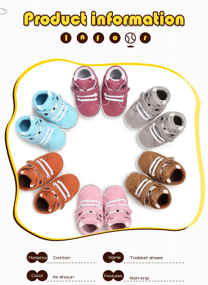 LANSHITINA/нескользящая детская обувь; мягкая хлопковая обувь с рисунком лисы для мальчиков и девочек; тапочки для малышей 0-6, 6-12, 12-18; C-215 для первых шагов