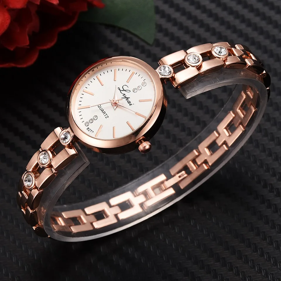 Lvpai Элитный бренд мода Роза для женщин часы повседневное кварцевые нержавеющая сталь браслет часы Аналоговые наручные часы Relogio