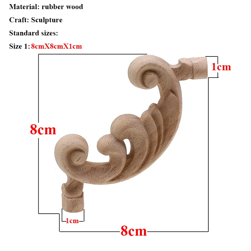 Винтажная Неокрашенная древесина наклейки с резьбой угловая аппликация, рама для домашней мебели настенные двери шкафа декоративные деревянные миниатюрные ремесла - Цвет: 8cmX8cm