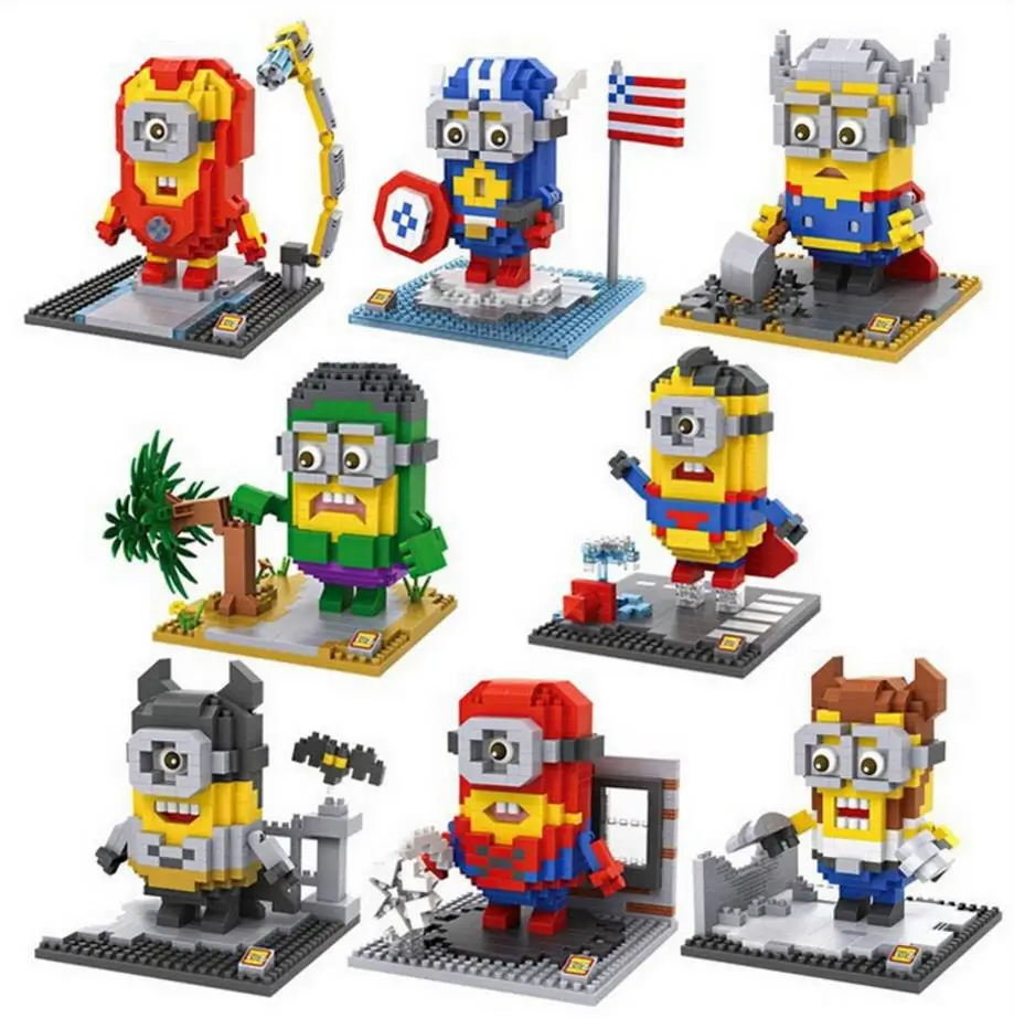 

Micro diamond building block figures minions cosplay super hero ironman spiderman superman batman thor Wolverine nanoblock toys