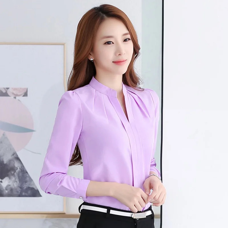 Fashion Women Blouses OL Office Ladies Long sleeve Shirt