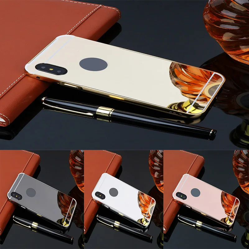 Роскошные зеркальные Чехлы цвета розового золота для iPhone XS Max алюминиевая