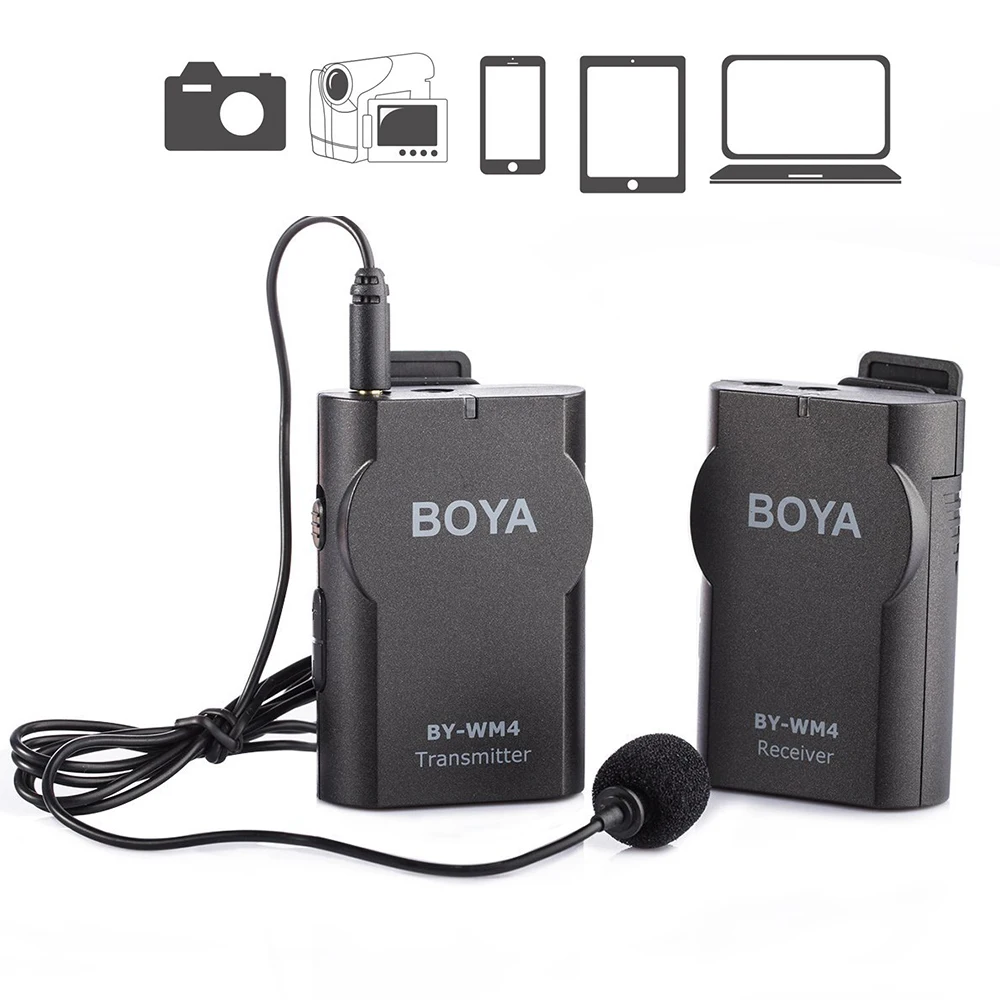 

BOYA WM4 Omnidirectional Microphone for iPhone Android DSLR Camera PC Device Dual Lavalier Microphone Wireless 2.4 GHz