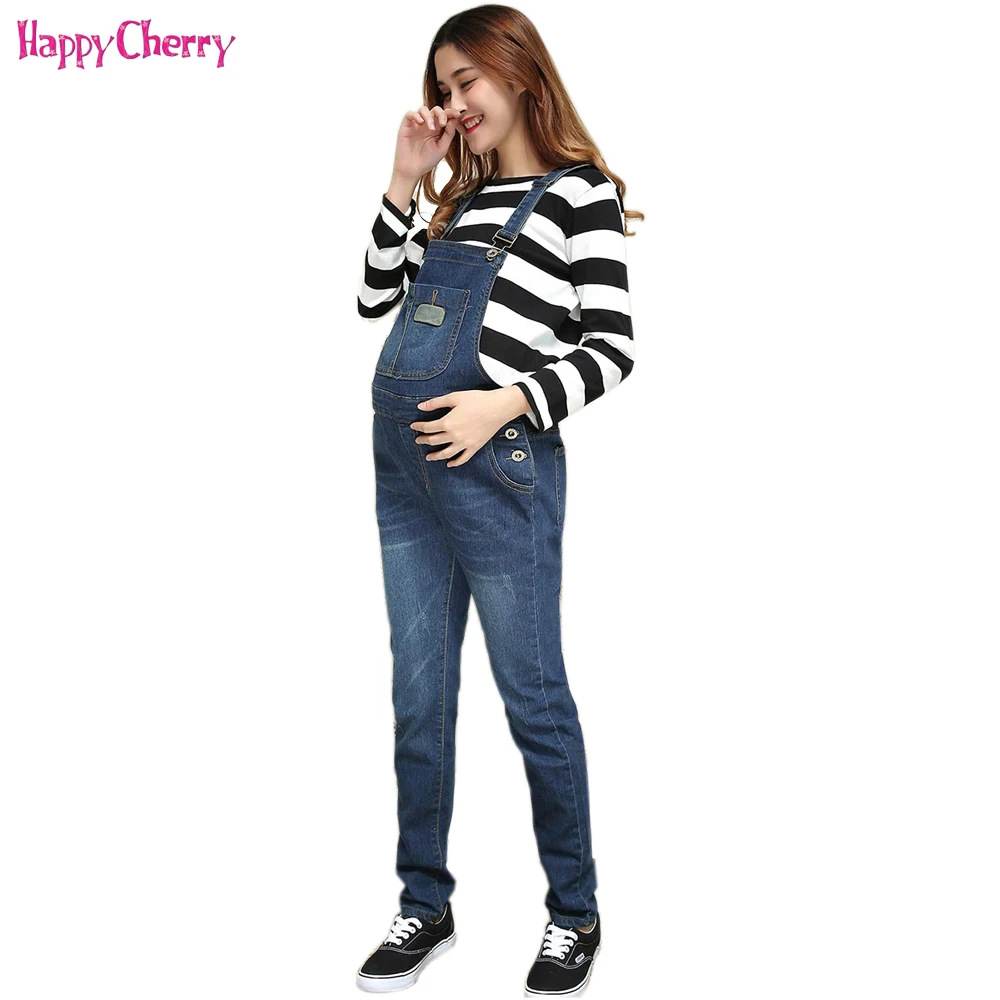 Jeans For Pregnant Women Maternity Bib Pants Women New 4XL Maternity Clothing Winter Warm Jeans Pants Maternity Clothes Trousers