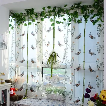 

Curtain For Windows Roman Indoor Butterfly Tulle Shades Blinds Embroidered Sheer Curtains Kitchen Living Room Panel