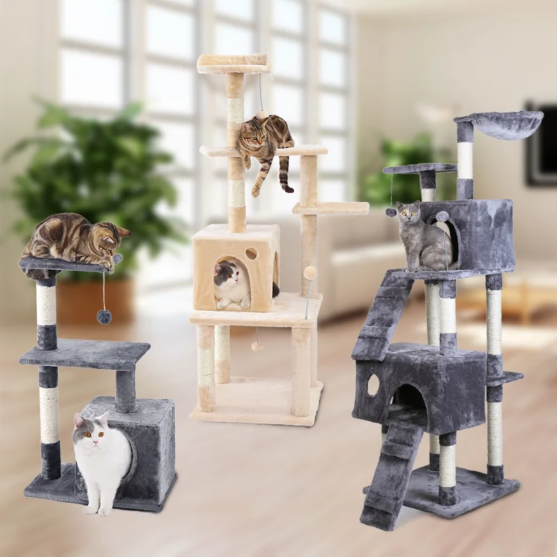 

Domestic Delivery Cat Furniture Playing For Fun Cat House Sleeping Pet Scratching Post Frame Holes For Cat Playing Training