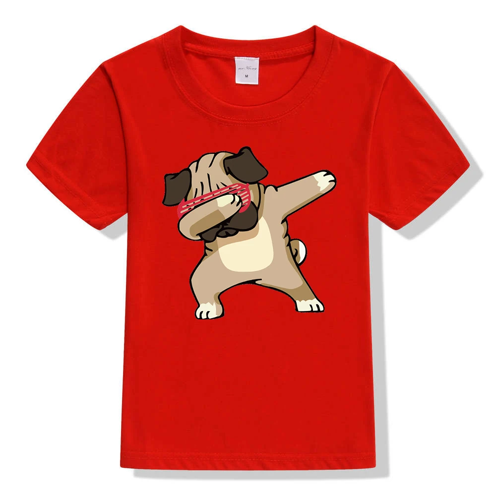 Детская летняя футболка с единорогом для мальчиков и девочек детская футболка с короткими рукавами с Мопсом уличная футболка в стиле хип-хоп для подростков - Цвет: 44A5-KSTRD-