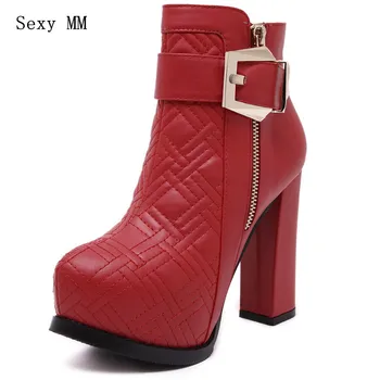 

Spring Autumn Platform Women Ankle Boots High Heels Pumps Shoes Woman Short Boots botas High Quality