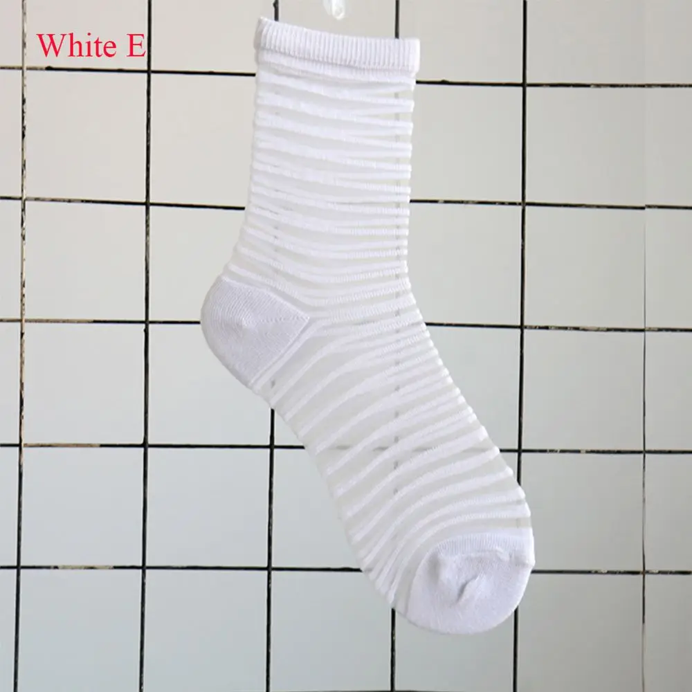 1 pair New Sheer Mesh Glass Silk Socks Ultrathin Transparent Stretch Elasticity Lace Net Yarn Thin Summer Socks For Women