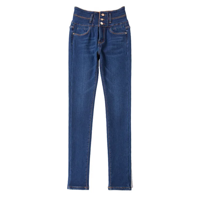 Women's spring high waist stretch pants pants, white polished slim pencil trousers Europe and large size jeans Women's spring high waist stretch pants pants, white polished slim pencil trousers Europe and large size jeans