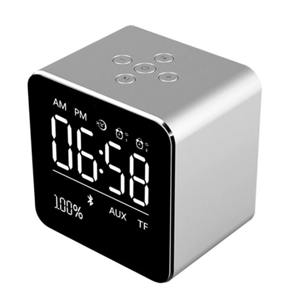

Wireless Alarm Clock Bluetooth Speaker Metal Mini LCD Screen Speaker Support TF Card USB AUX Input Playing