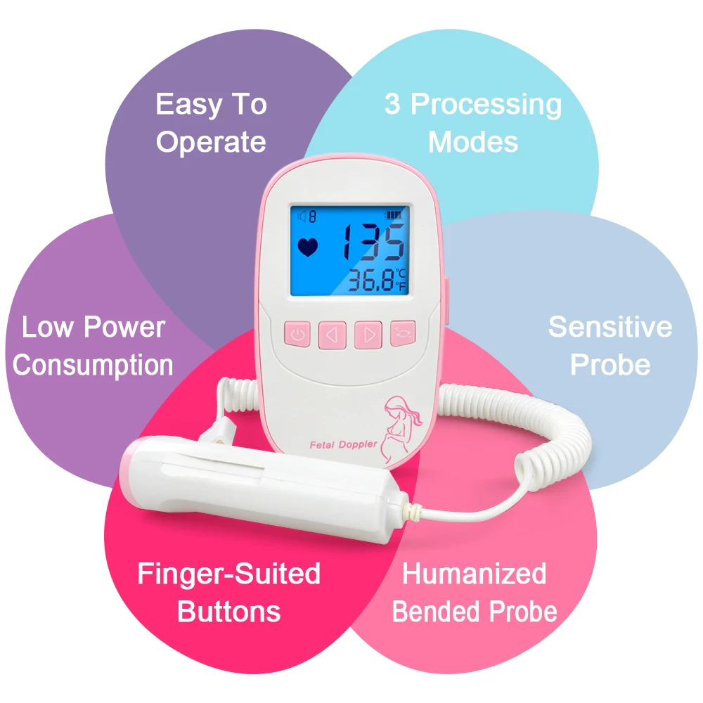 

ELERA Fetal Doppler Baby Heartbeat fetal Detector Portable Ultrasound Heart Rate fetal Monitor Doppler foetal