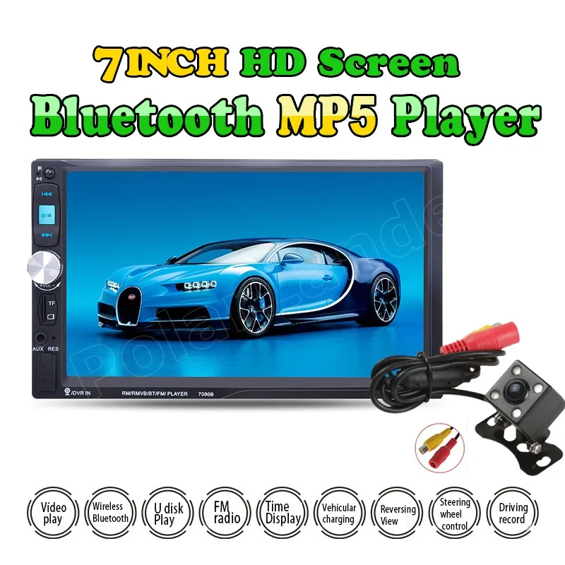 Автомагнитола 2DIN с камерой 7 дюймов mp5 плеер стерео FM USB TF сенсорный экран Bluetooth
