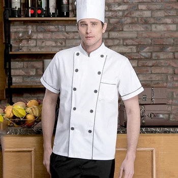 

Unisex White Chef Jacket Restaurant Uniform Embroidery Summer Breathable Kitchen Shirts Men Women Catering Cook Work Clothes