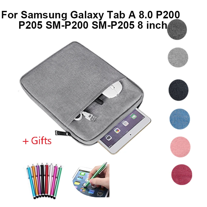 

Sleeve Pouch Bag For Samsung Galaxy Tab A 8.0 8.0" 2019 A8 with S Pen SM-P200 SM-P205 SM P200 HD Screen Protector Tablet Case