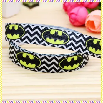 

5/8'' Free shipping Elastic FOE batman printed headband headwear hairband diy decoration wholesale OEM P4530