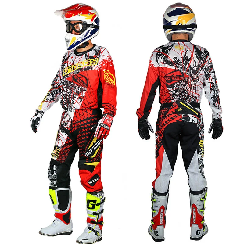 

new Motoboy men's professional offroad motocross racing polyester Sports jersey Tshirt and pant suit set with colored printing
