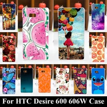 Caso para htc desire 600 606 w impressão colorida desenho transparente plástico tampa do telefone para htc desire 600 606 w rígido telefone casos