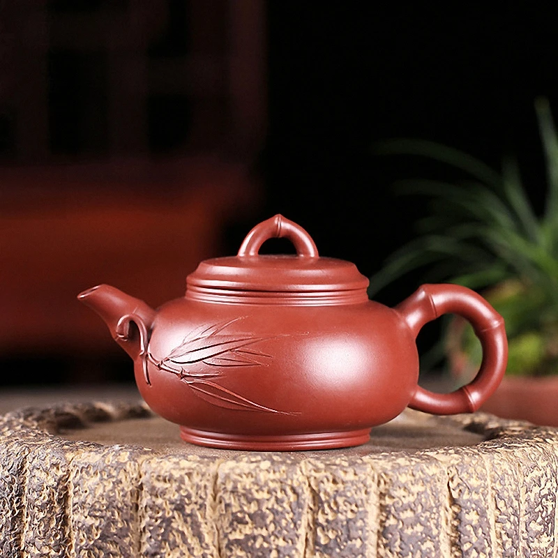 

PINNY 190ml YiXing Bamboo Zisha Teapot Chinese Kung Fu Purple Clay Tea Pot Purple Sand Crafts Retro Drinkware