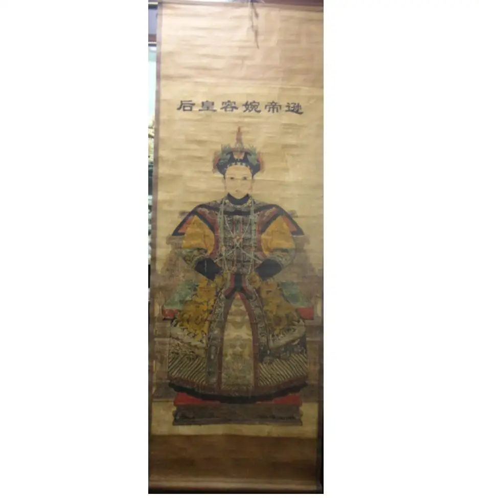 

FREE SHIPPING Chinese Collectible old scroll painting QING Dynasty Queen PuYi 68 * 24inch