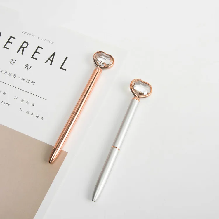 

4pcs/set Lovely Crystal Pen Diamond Ballpoint Pen Metal 0.5mm Signature Pens for School Office Writing Stationery Gift
