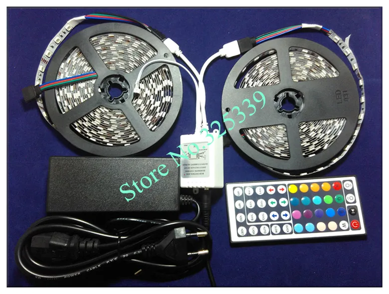 1 комплект SMD 5050 60 светодиодный/м 10 м RGB светодиодный Лента Вспышка светильник светодиодный светильник не Водонепроницаемый RGB полосы+ 44-клавишный ИК-пульта дистанционного управления+ 6A Мощность адаптер