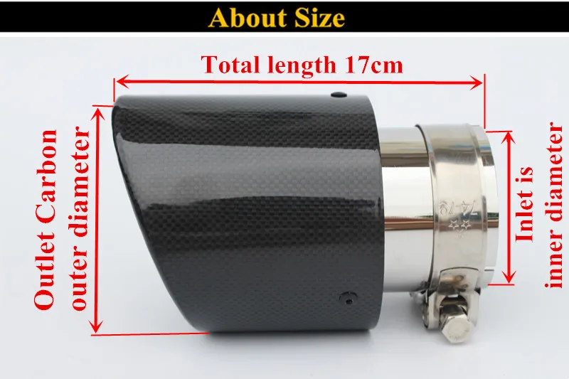 Одна пара стиль 76 мм вход 114 мм выход Однотрубная универсальная Глянцевая выхлопная труба из углеродного волокна
