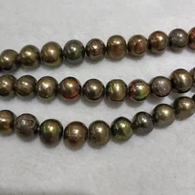 JYX DIY Жемчуг Материал большая круглая ЛАТУНЬ 11-12 мм натуральный пресноводный жемчуг нити Сделай Сам ювелирные изделия ручной работы 1" для 1 струн