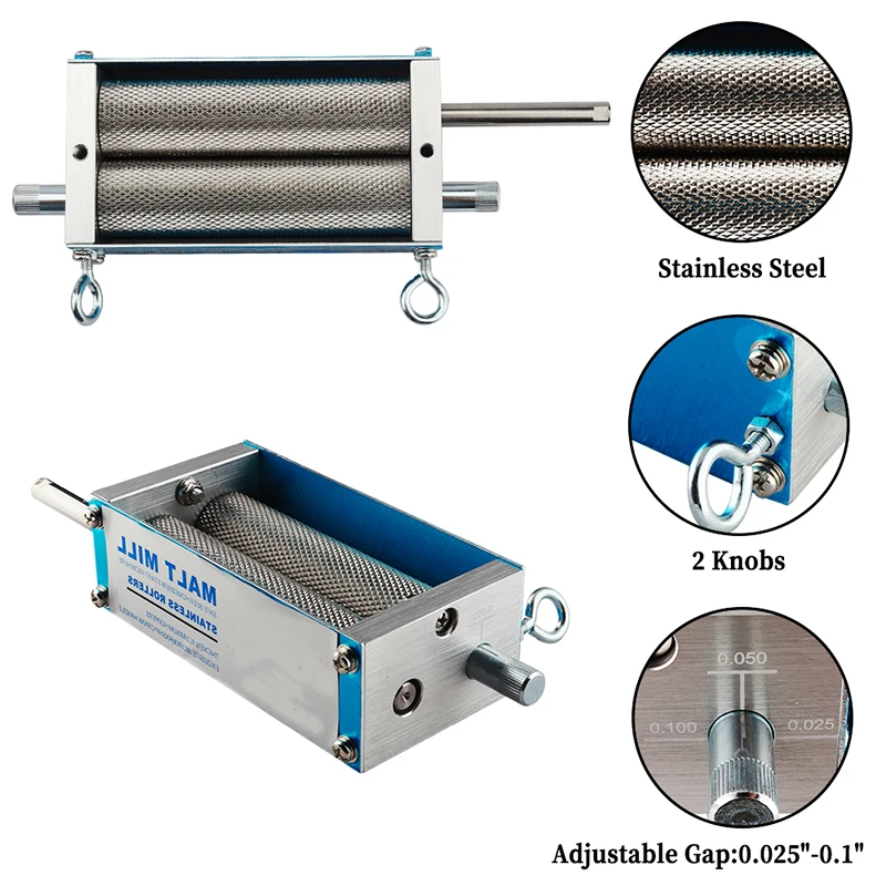 Preise 2019 edelstahl 2 rollen Malz Mühle Getreide Brecher Für Homebrew Mit Holz Basis