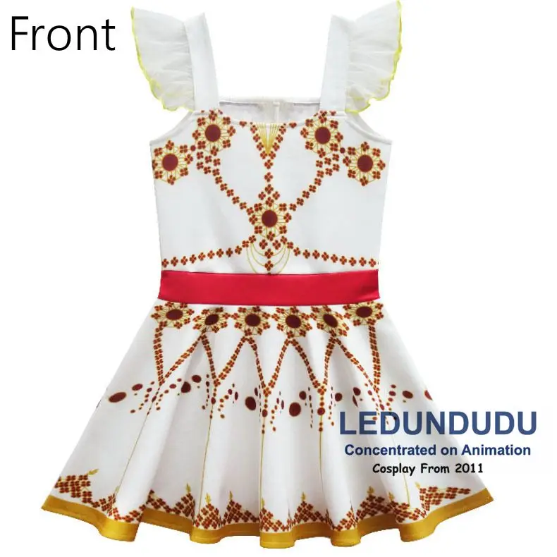 Children's White Print Dress Movie Ballerina Cosplay Costume Kid Baby Girl Sleeveless Dress 2 (5)