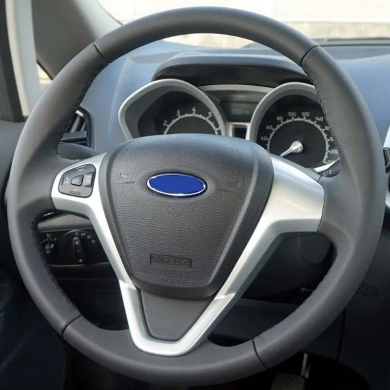 black Genuine Leather Car Steering Wheel Cover for Ford Fiesta 2008-2014 Ecosport 2013 2017 car-covers for steering-wheel black Genuine Leather Car Steering Wheel Cover for Ford Fiesta 2008-2014 Ecosport 2013 2017 car-covers for steering-wheel