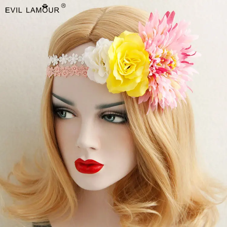 

Princess sweet lolita Hairbands Headdress flower wreath Bohemia sweet wedding accessories by hand Lace headbands FD - 75