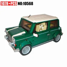 10568, 1079 шт, строительные блоки Technic Mini Cooper, совместимые 10242, забавные развивающие кирпичные игрушки для детей
