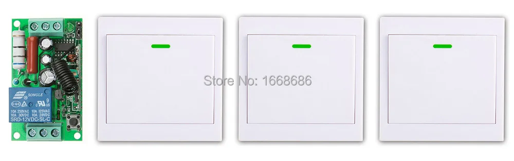 

New AC220V 1CH Wireless Remote Control Switch System Receiver +3* Wall Panel Remote Transmitter Sticky Remote Smart Home Switch