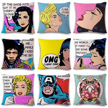 

Colorful Woman Pillowcase European Nice Girl Cushion Cover Crying Lady Pillow Cover No Love Sofa Home Decorative Throw Pillows