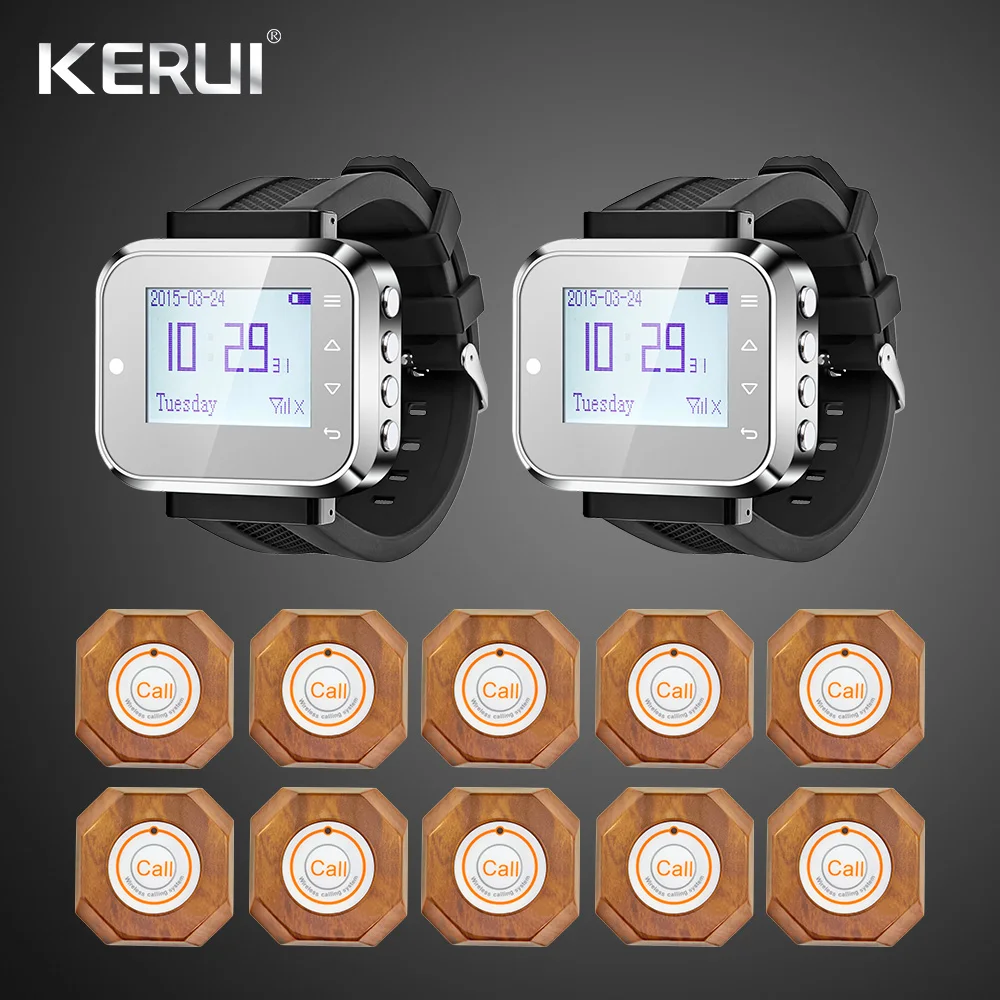 

KERUI KR-C166 Wireless Waiter Pager Call Button Calling System Watch Hospital Bank Hotel Restaurant Calling System