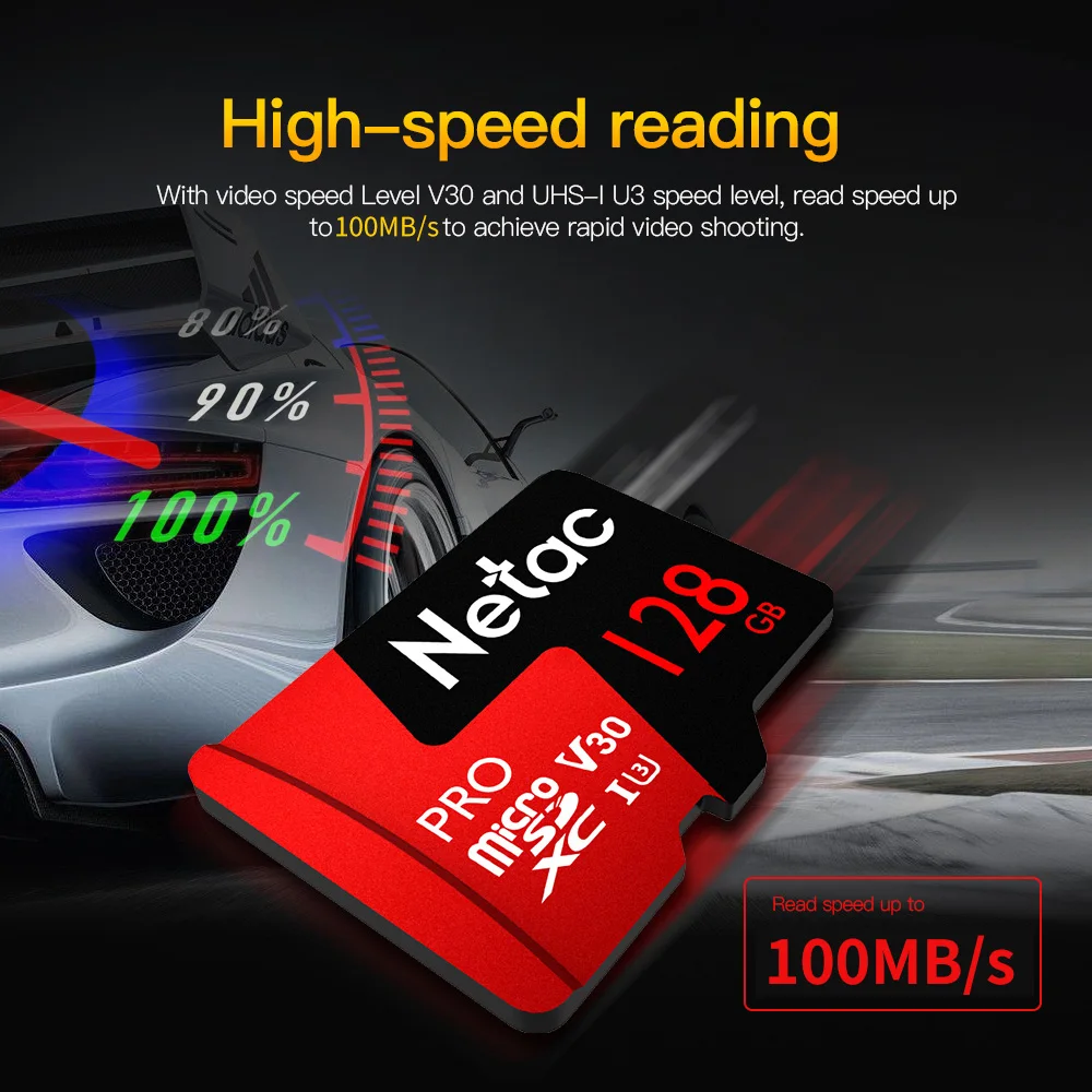 Netac P500 Pro 64 ГБ, Micro SD карта, 128GB карты памяти U3 V30 компьютер видеокарты до 100 МБ/с. 256 Гб карта памяти для смартфона Drone