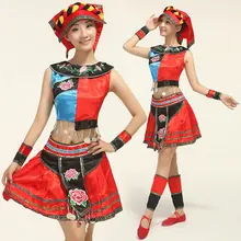 Китайский народный танец высокого класса костюм национального меньшинства женский Tujia и Miao Yi танцевальный костюм Этническая сценическая одежда