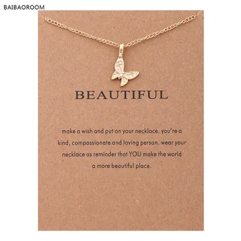 

12pcs Fashion Reminders Beautiful Enchanted Butterfly Gold-color Charm Maxi Necklace Women