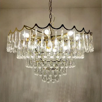 

Postmodernity Personality Creative Crystal Pendant American Simple Restaurant Bedroom Villa Designer Light luxury Water drop LED