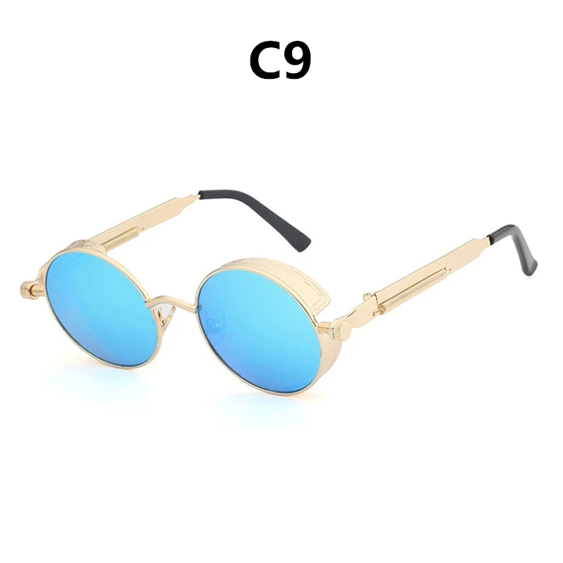 HDCRAFTER, стимпанк, солнцезащитные очки, Ретро стиль, для мужчин и женщин, фирменный дизайн, металлическая оправа, круглые, солнцезащитные очки, oculos de sol - Цвет линз: C9